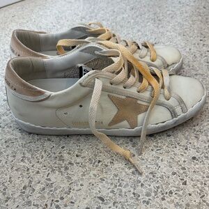 Golden Goose White and Gold Star Sneakers